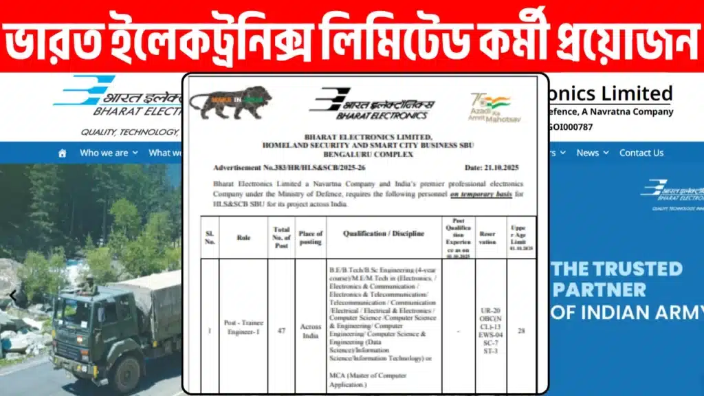 Bharat Electronics Trainee Engineer Recruitment