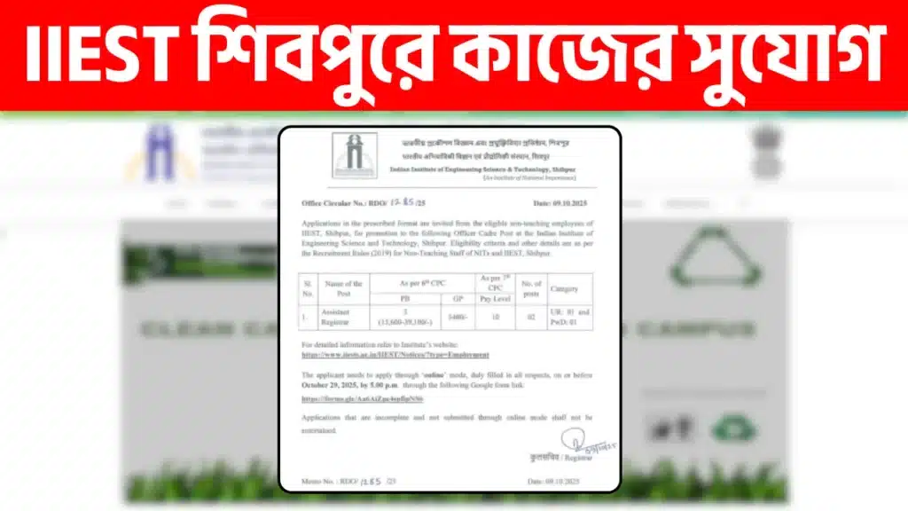 IIEST Shibpur Assistant Registrar Recruitment 2025