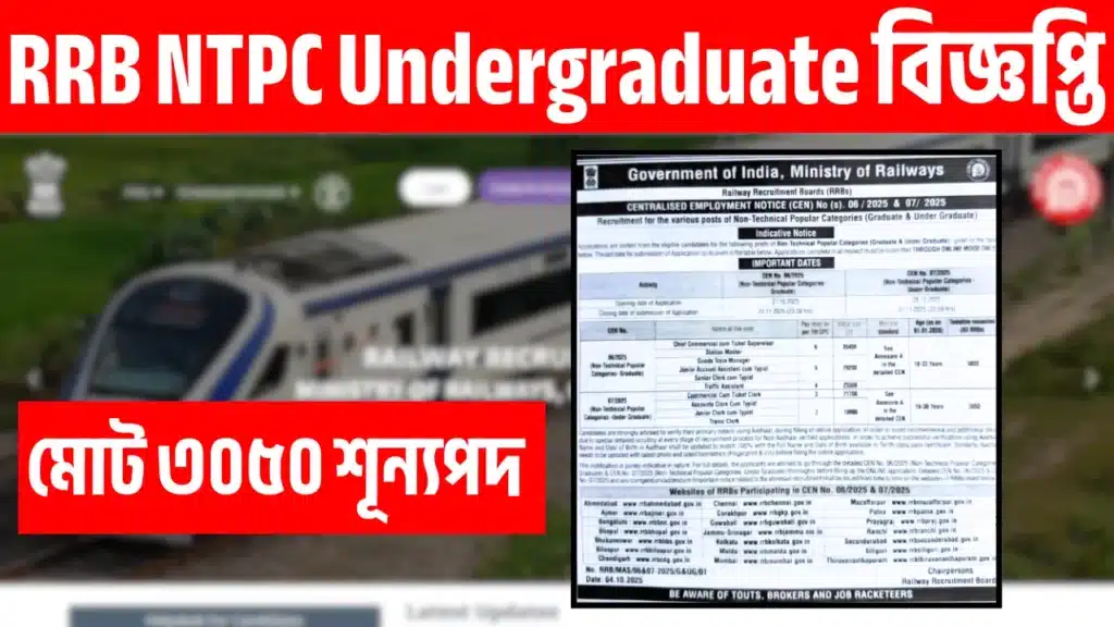 RRB NTPC Undergraduate Recruitment 2025